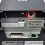 Epson Printer with cash drawer port (circled in red)